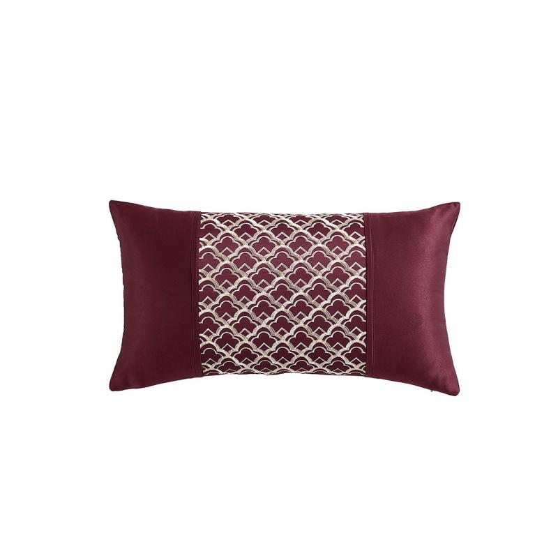 Platinum Lisbon Cabernet Yarn Dyed Crinkle Jacquard Decorator Cushion | 30x50cm | Cabernet